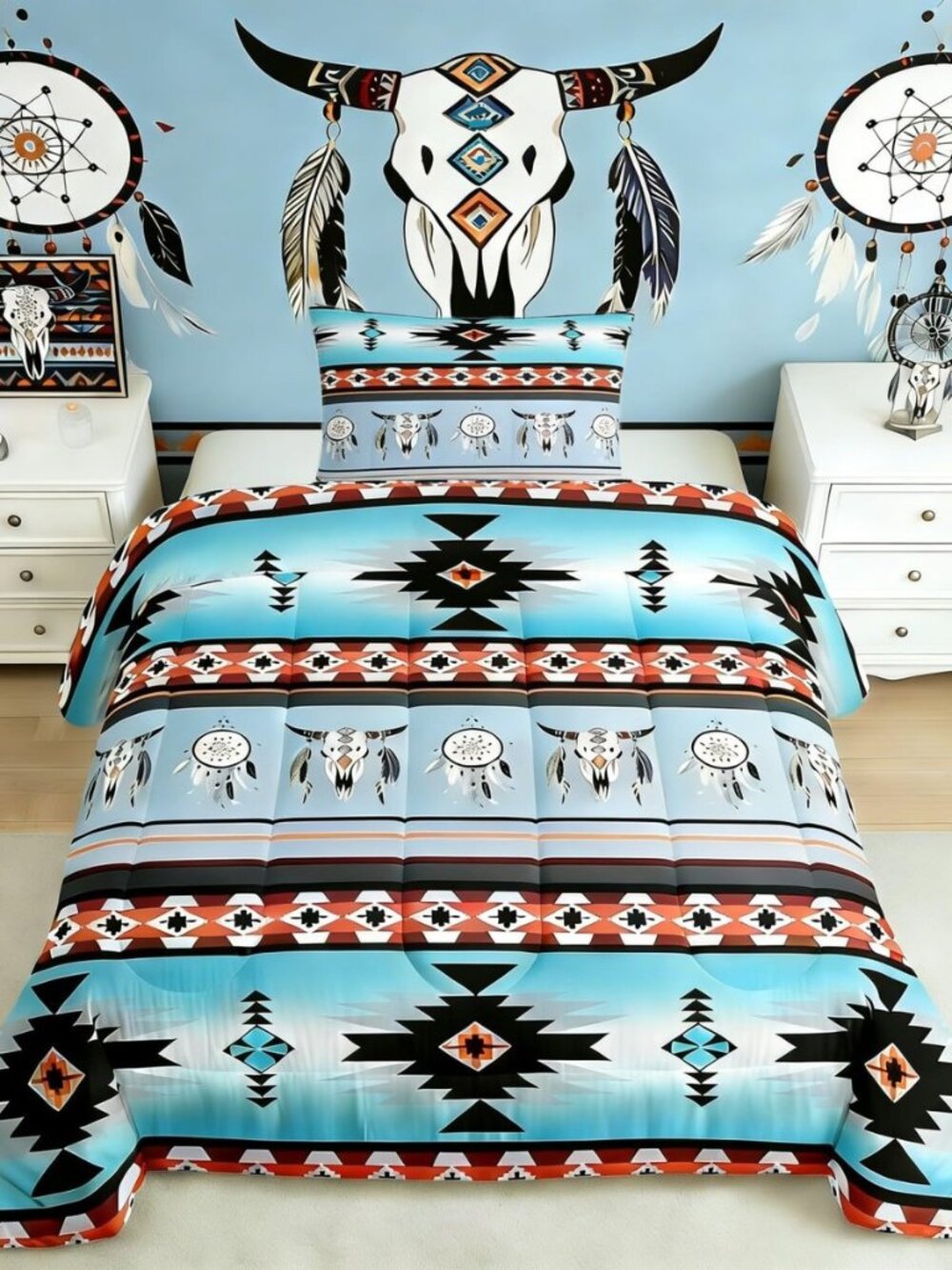 Western Boho Cow Comforter Set Dream Bedding Set Twin Size